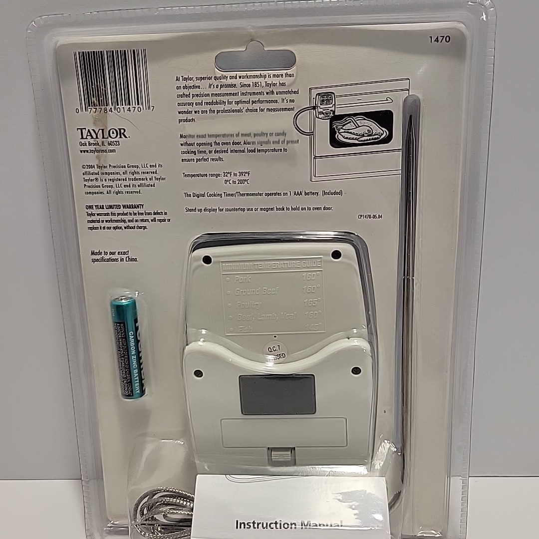 Taylor 1470 Digital Cooking Thermometer w/ Probe & Timer NEW 2004 Sealed