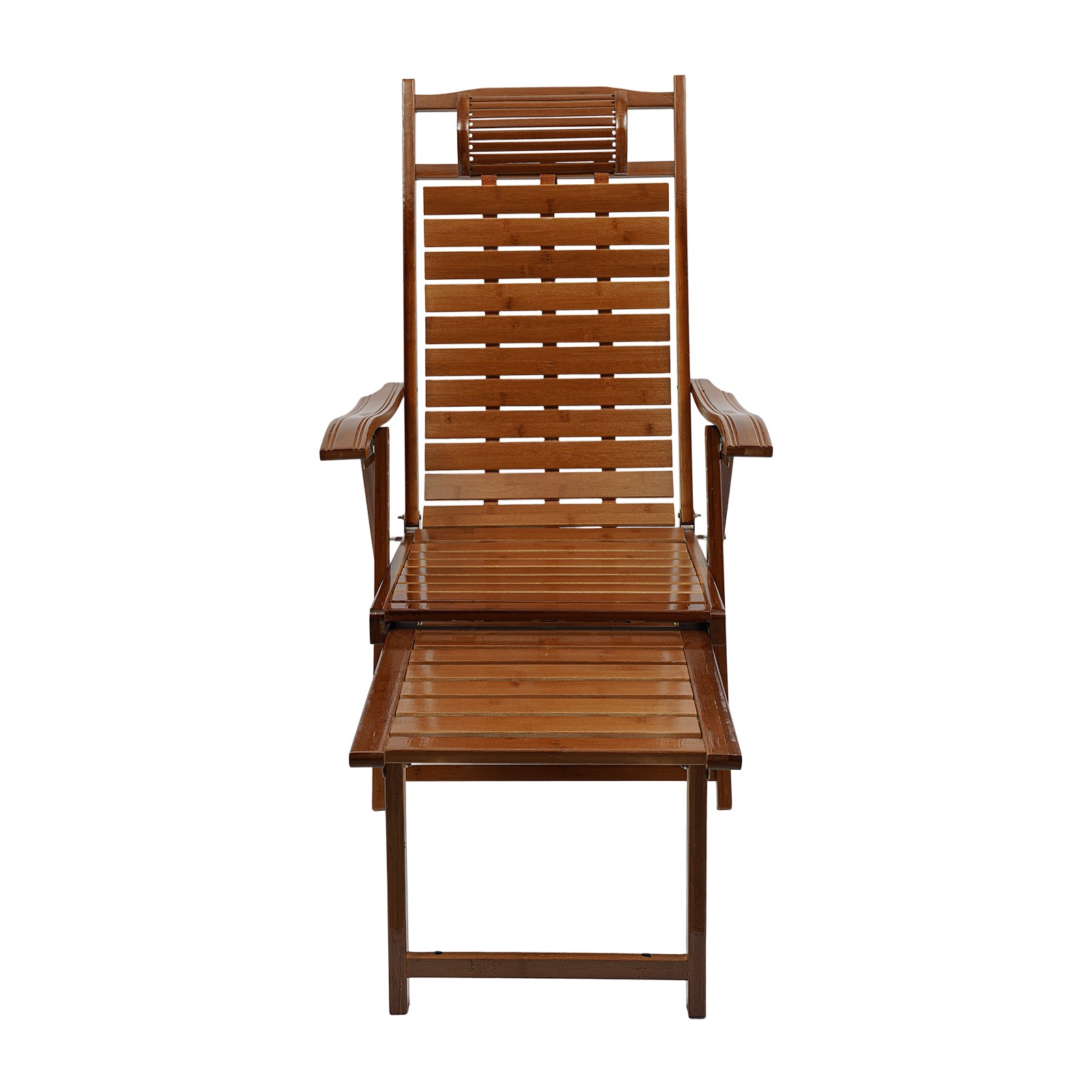 18.11*12.99in Walnut Color Folding Reclining Chair With Adjustable Backrest