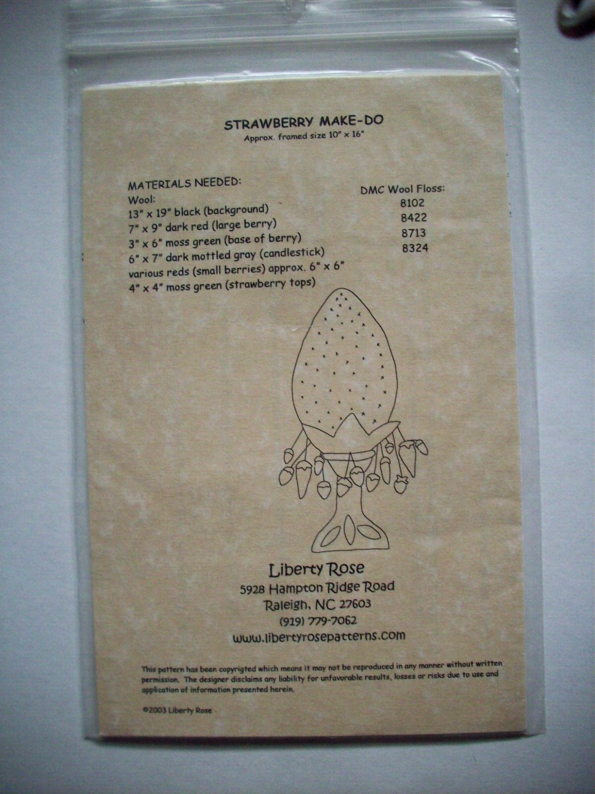 Strawberry Make-Do wool embroidery pattern Liberty Rose *D