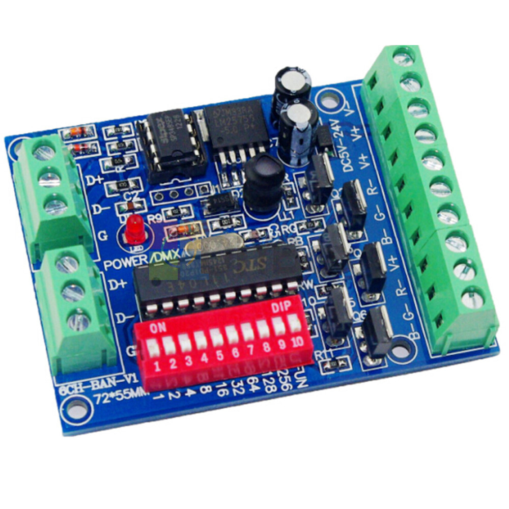 DMX512 6-CH 6 Channel Decoder RGBW Controller w/ LED Stage Lighting CMOS Output