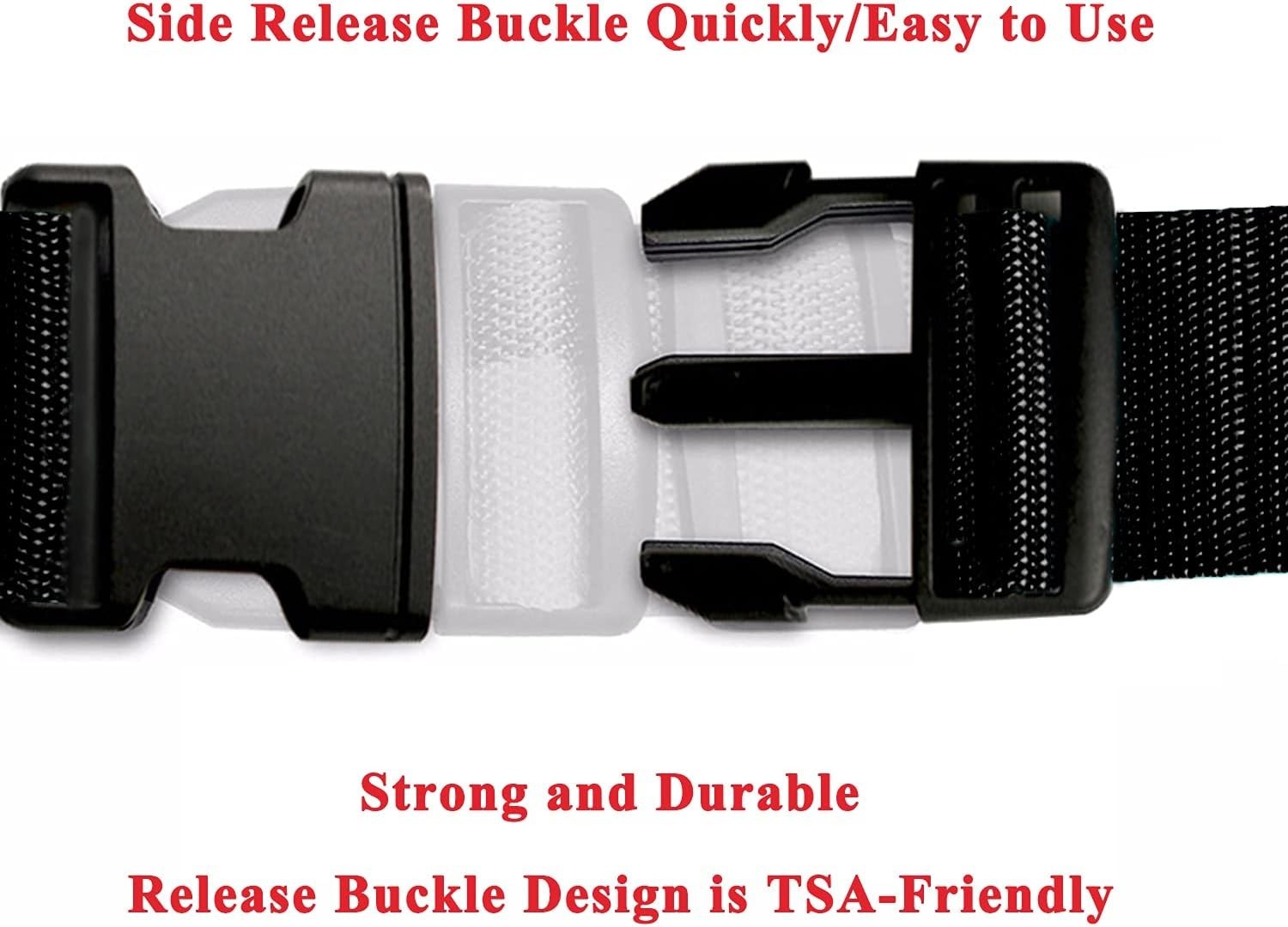 Adjustable 2-Pack Travel Suitcase Straps with Quick Release Buckle - Black