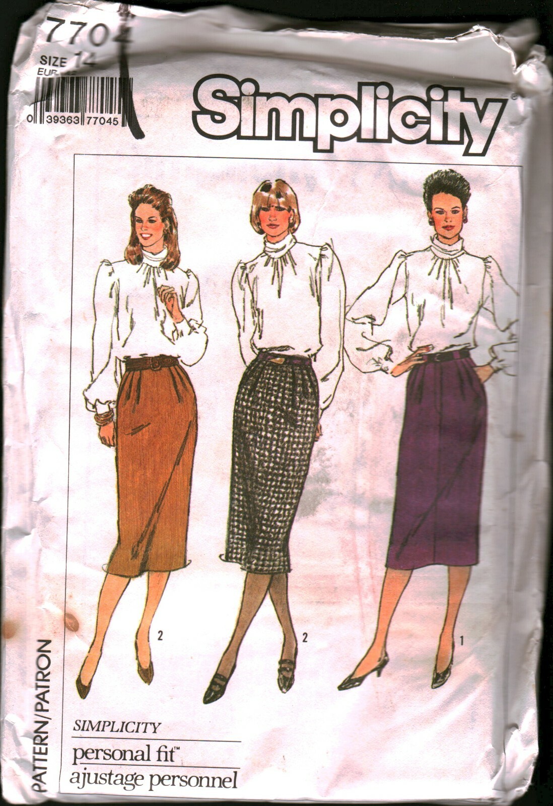 7704 Vintage Simplicity Sewing Pattern Misses Fitted Proportioned Skirts UNCUT