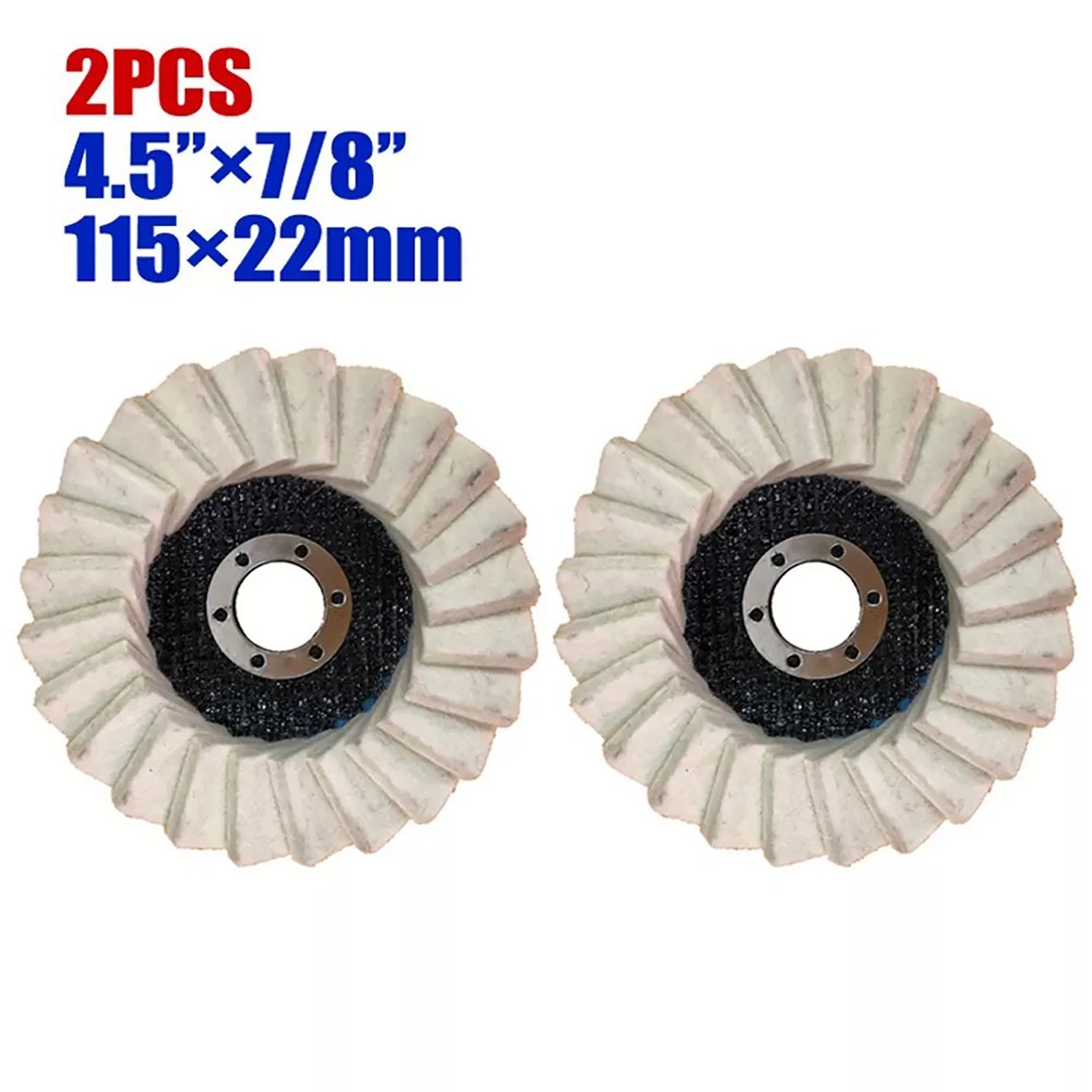2Pcs Wool Polishing Wheel Buffing Pads Flap Disc For Metal Wood Angle Grinder