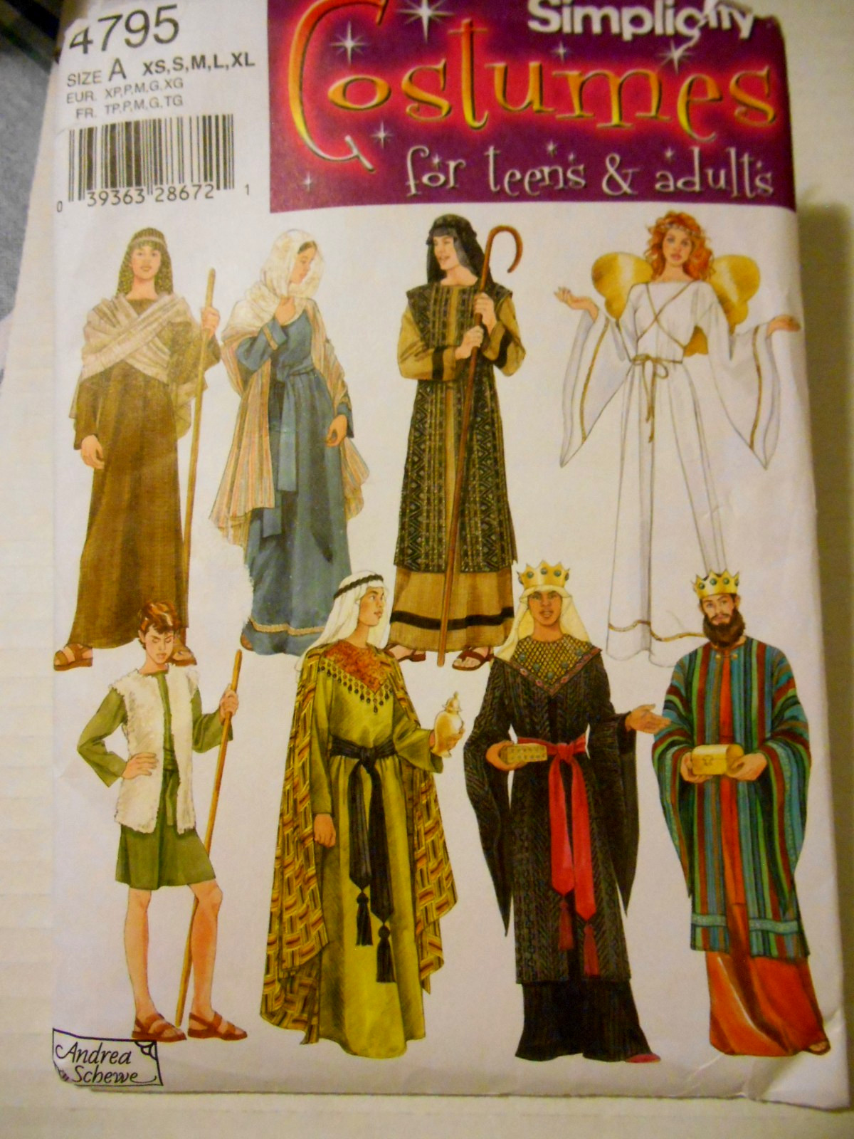 Simplicity Costumes Pattern Teens Mens Women 4795 A CHRISTMAS NATIVITY Angel