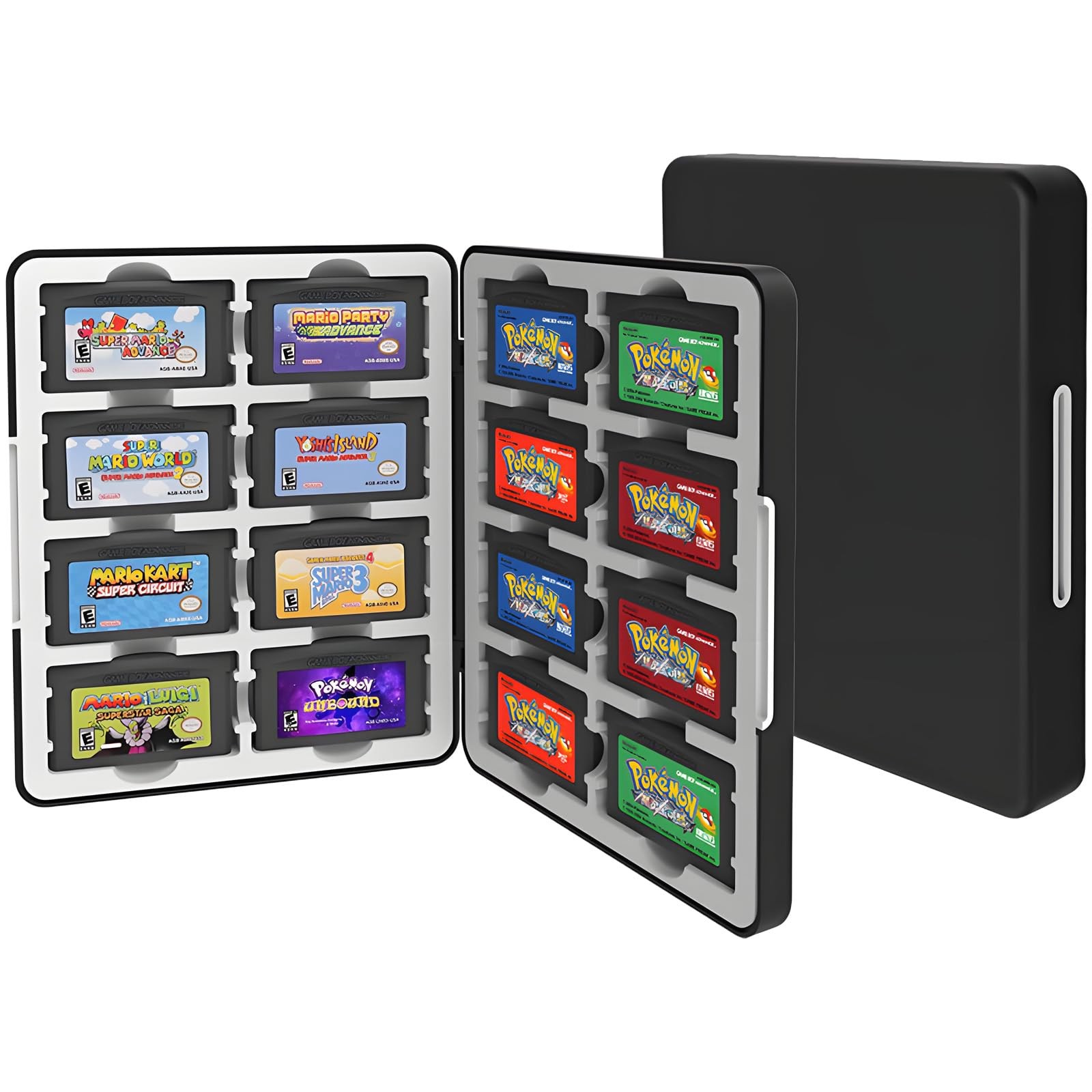 QUBAMG GBA Game Case Compatible with Boy Advance, Holds 16 Black