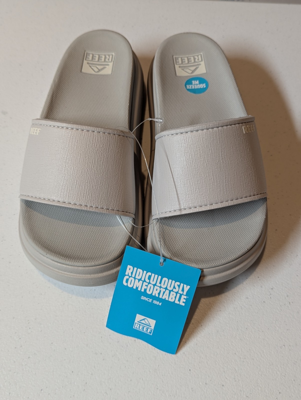 Reef Cushion Bondi Bay Women's Size 7 Comfort Slides Sandals Fog Gray New NWT