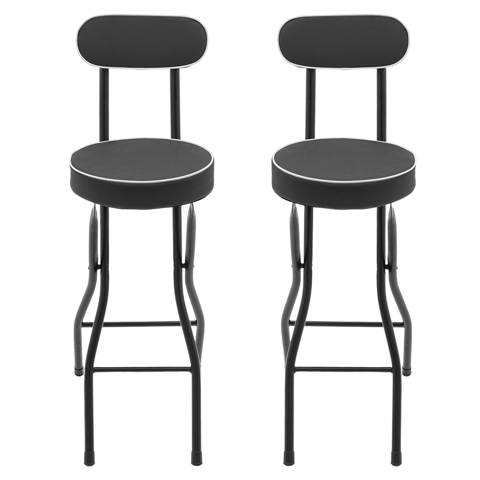 2pcs Black Counter Stool Bar Stool Portable Folding Kitchen Dining Chair