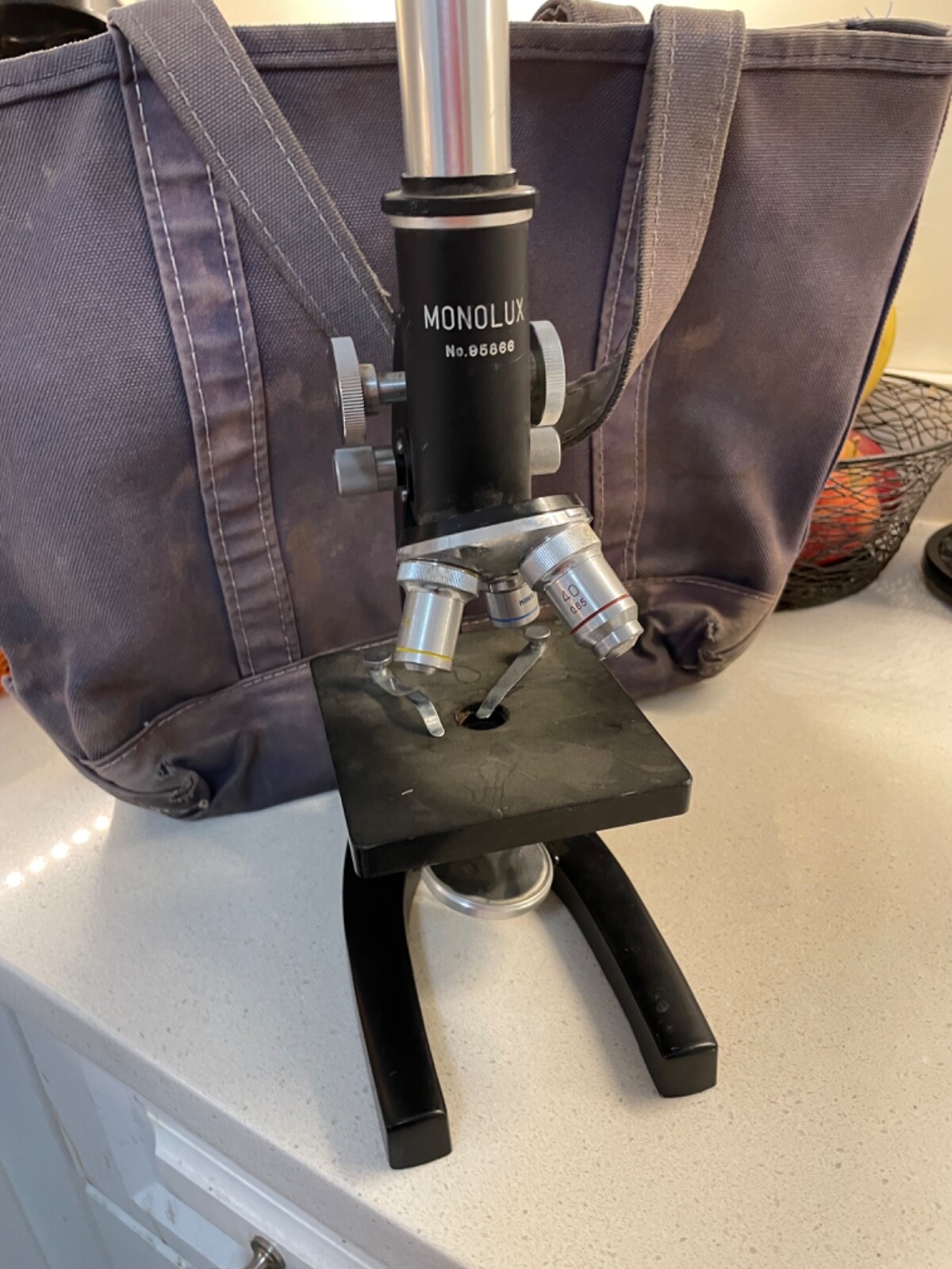 Monolux Microscope 3 lens, no 95866, everything intact, good condition