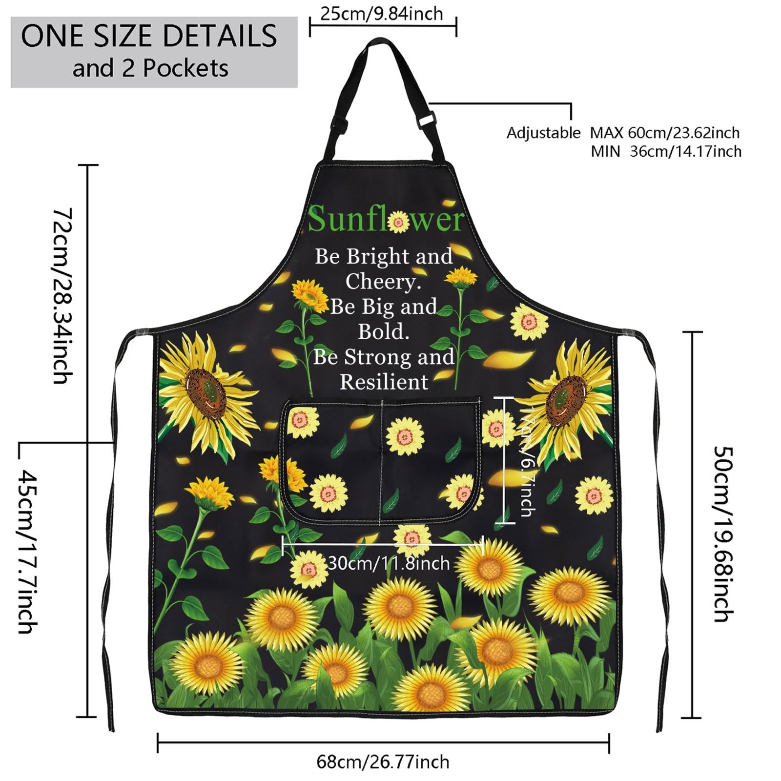 MBMSO Sunflower Apron with Pockets Standard, Apron-black