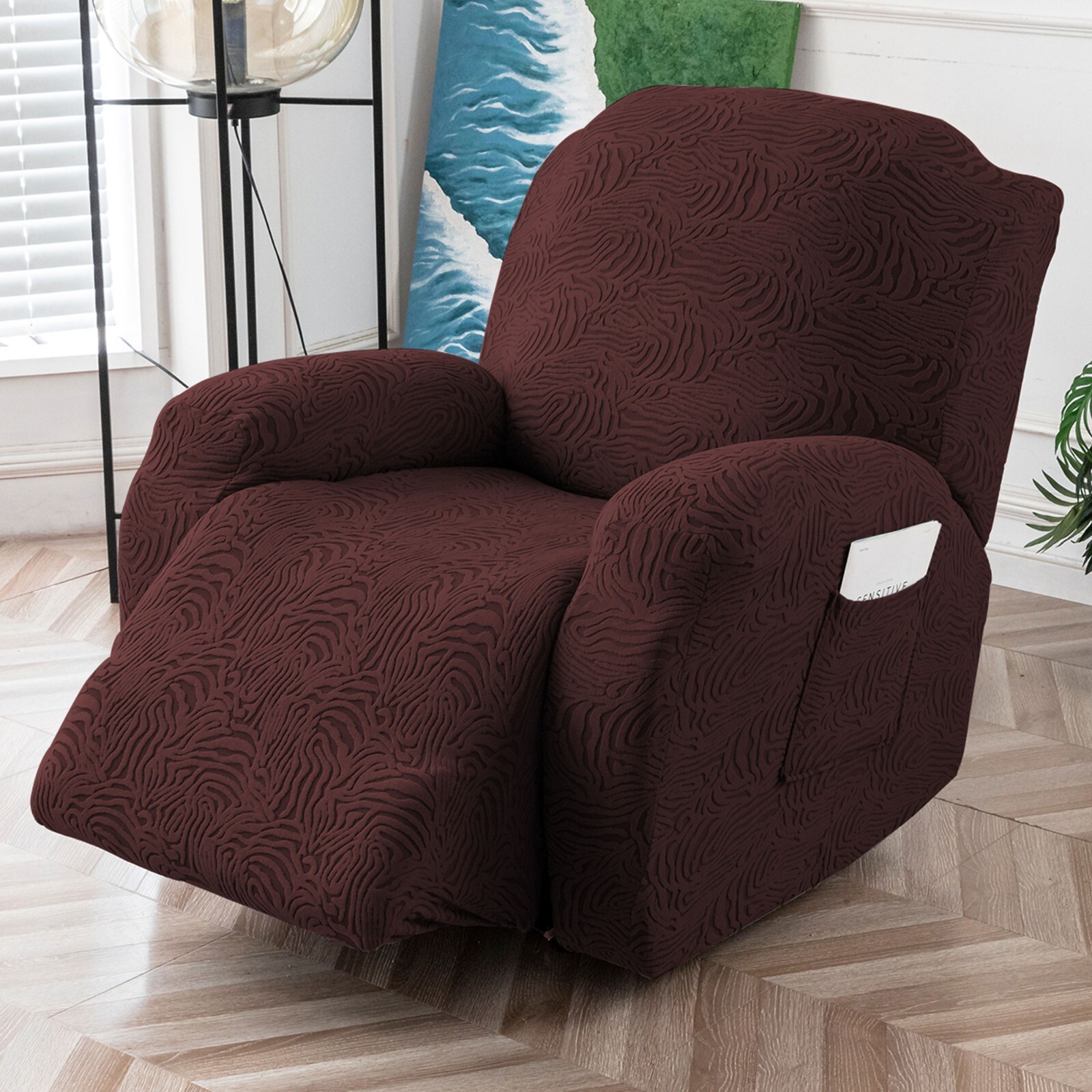 Recliner Chair Cover,Stretch Sofa Cover 1 Seater With Arm Rest, Couch Cover Soft