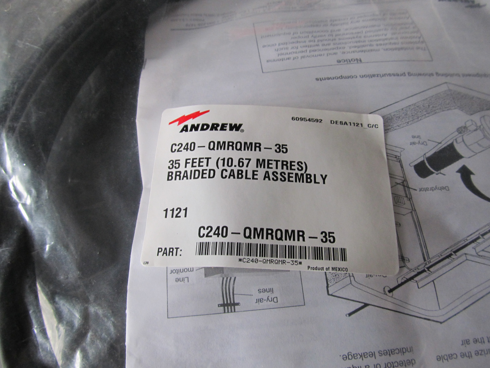 ANDREW C240-QMRQMR-35 BRAIDED CABLE ASSEMBLY 35 FT