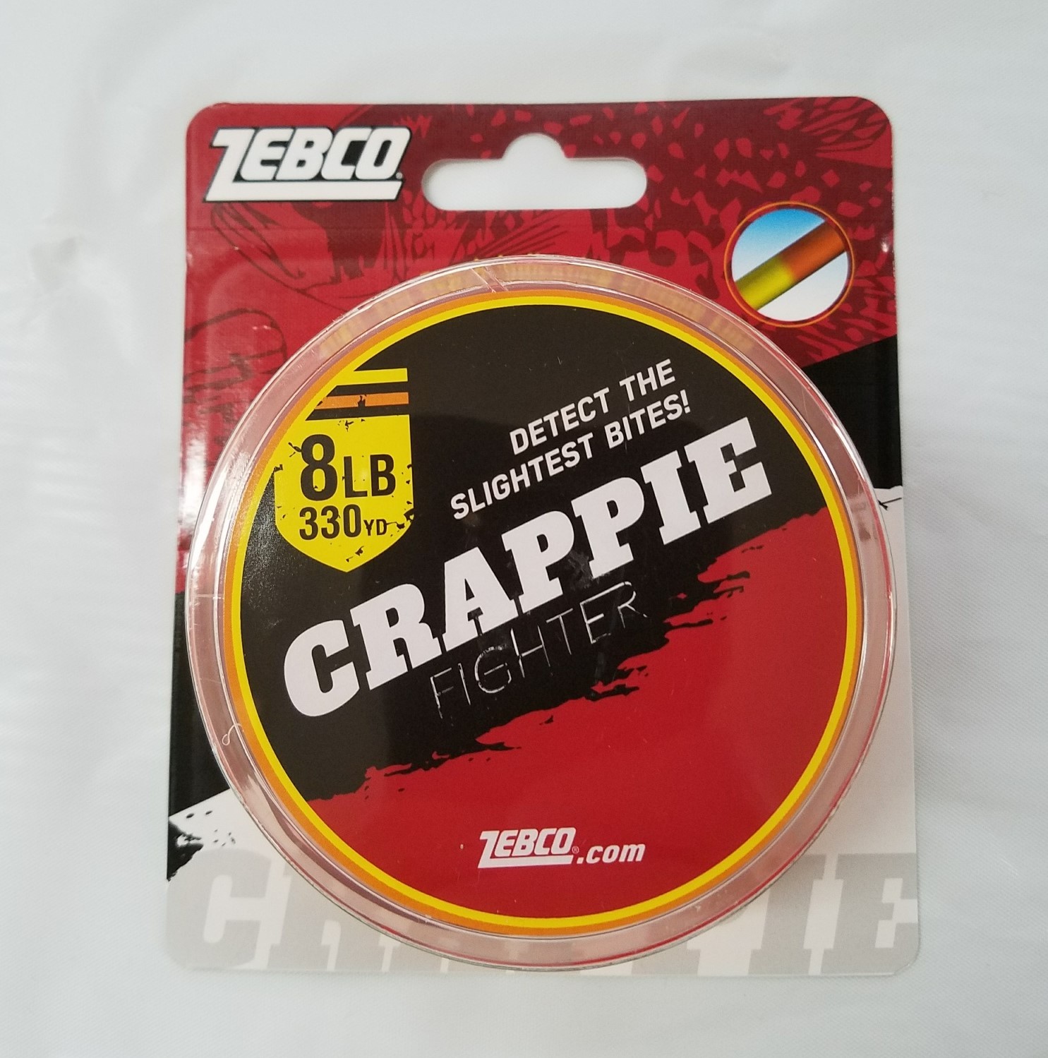 ZEBCO CRAPPIE FIGHTER HI-VIS ORANGE AND YELLOW, 4LB LINE, FOR CRAPPIE POLE REEL