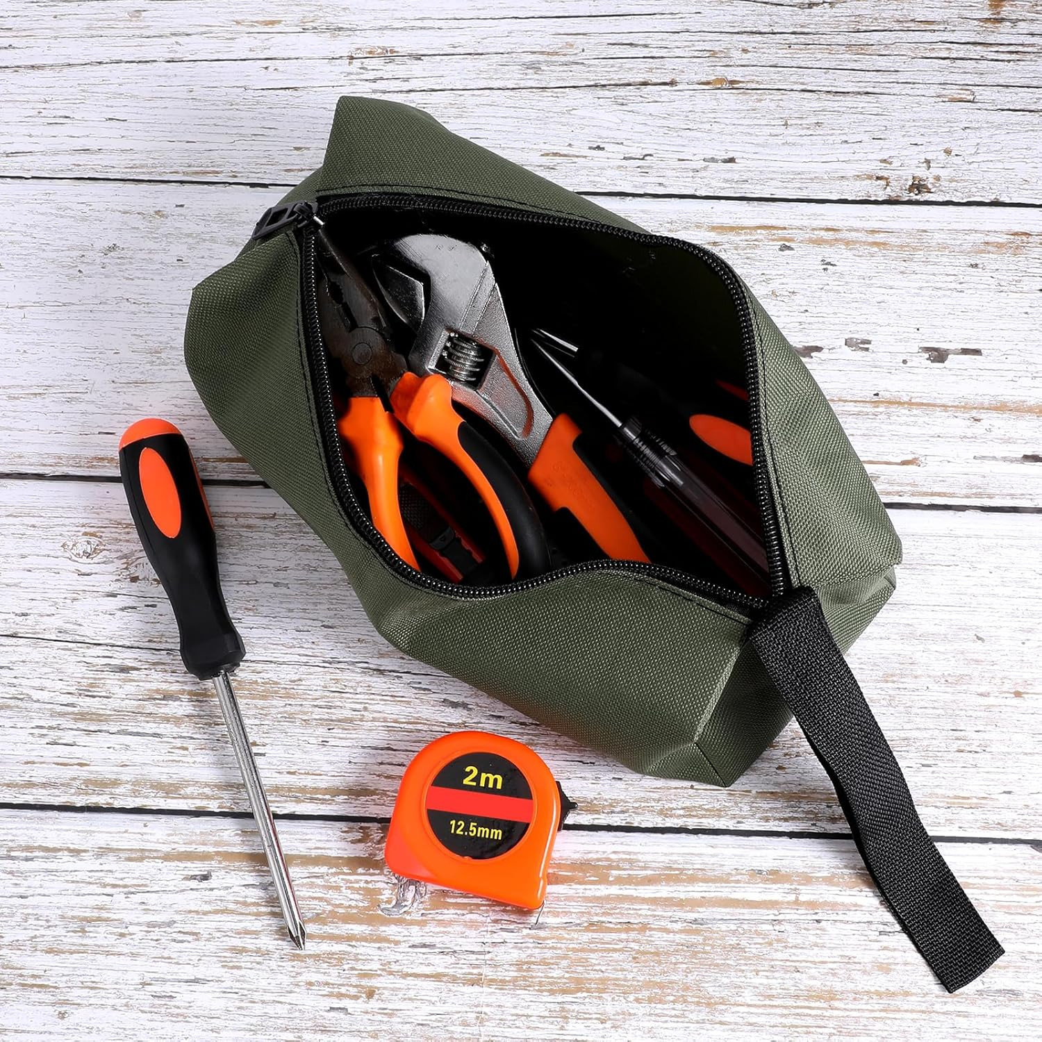 2 Pack Small Canvas Zipper Tool Pouch - Multi-Purpose Storage Bag for Tools & Ac