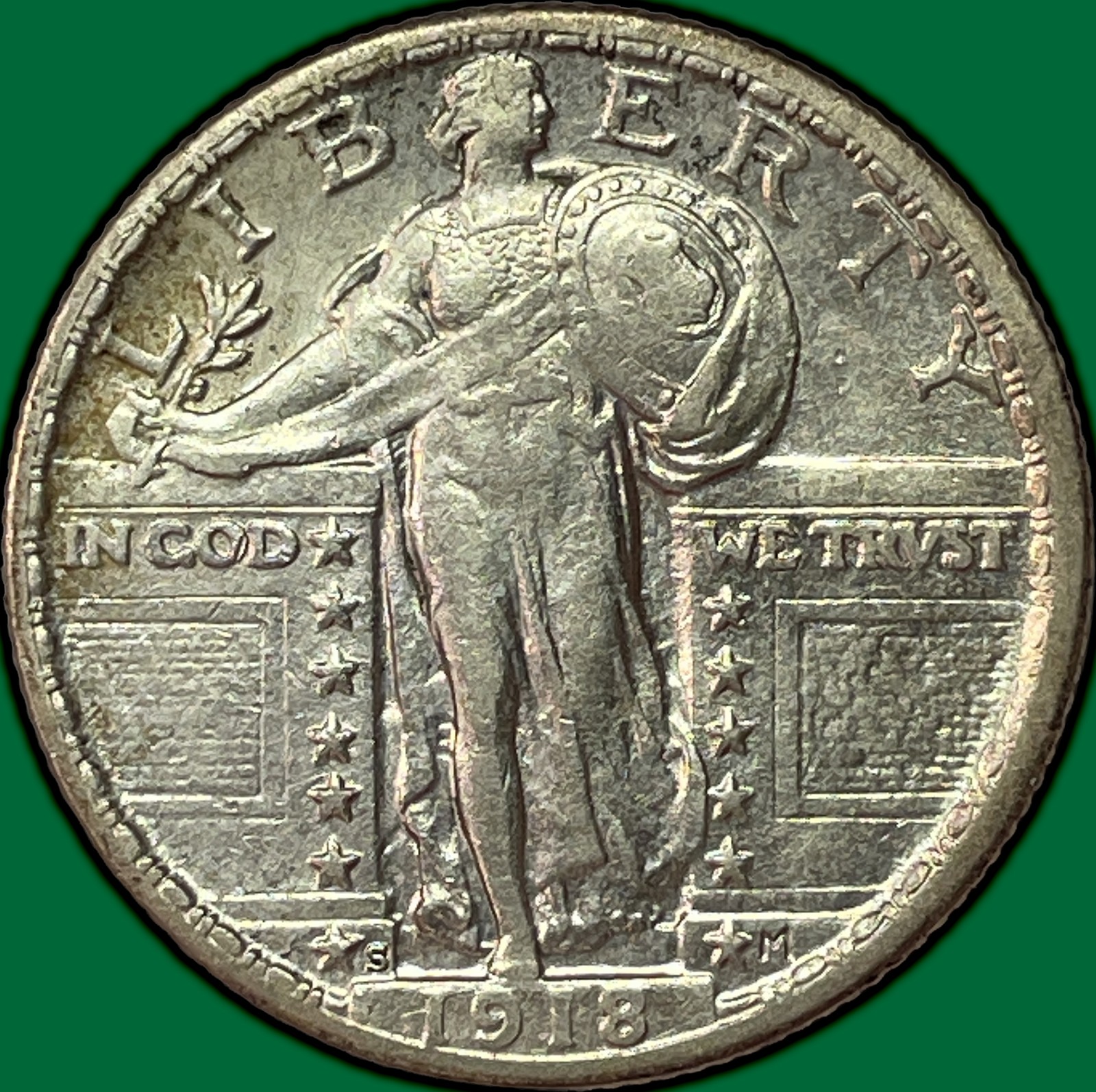 1918-S Standing Liberty Quarter Choice Almost Uncirculated AU+ Coin #43895