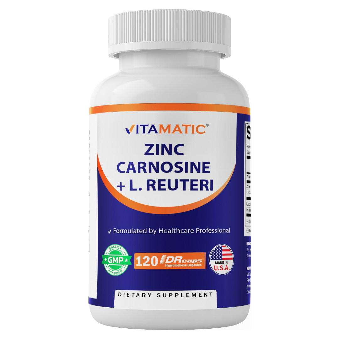 Zinc Carnosine with L. Reuteri 10 Billion CFU & Prebiotic Inulin - 120 DR Caps