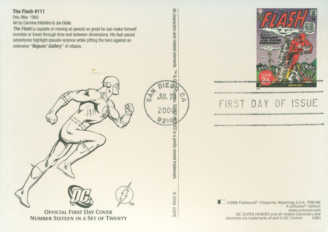 2006 First Day of Issue - Postal Card honoring The Flash - Fleetwood  #A