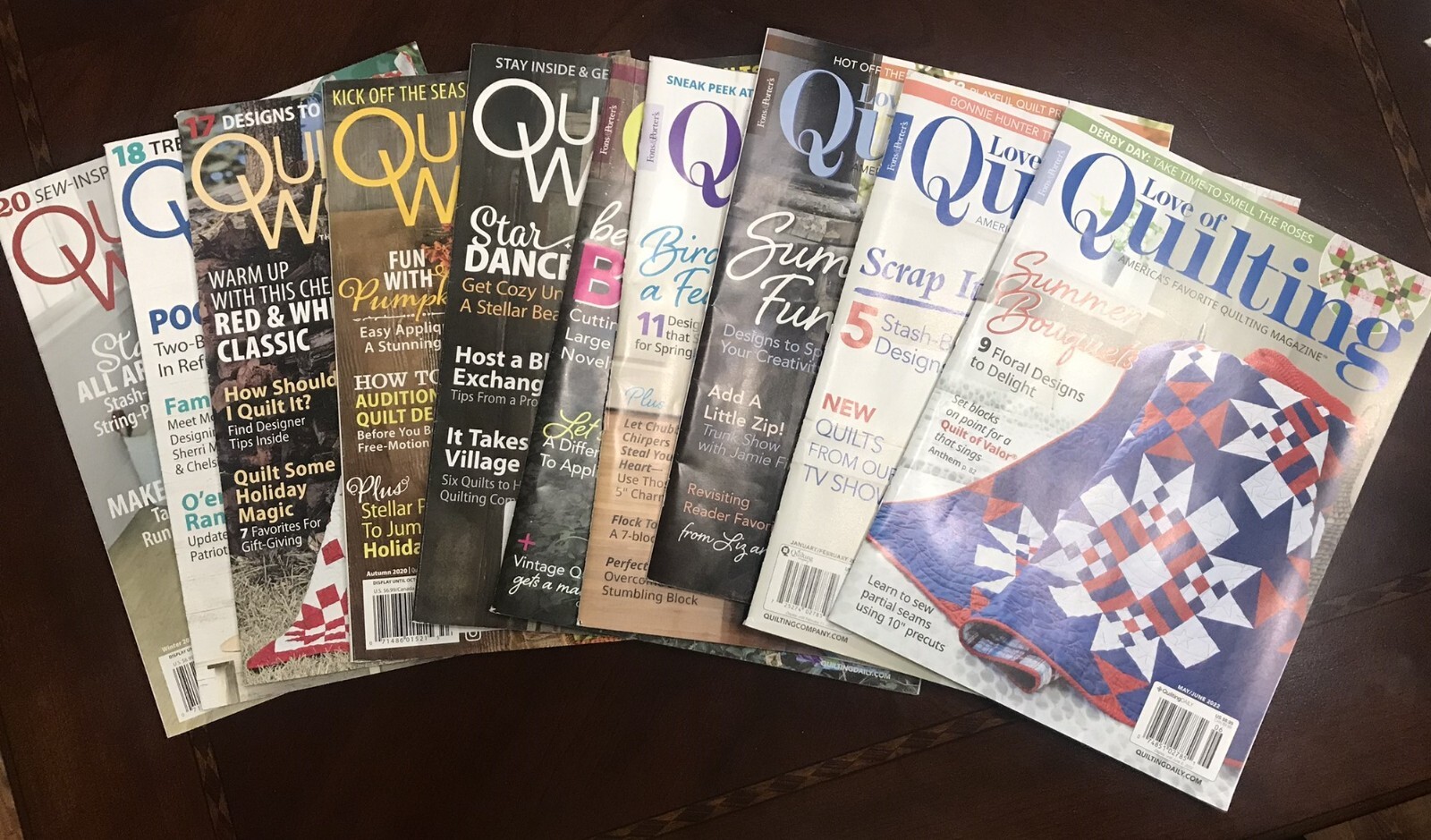 YOU PICK QUILTING MAGAZINES: LOVE OF QUILTING, QUILTING WORLD, Fine Used 2019-22