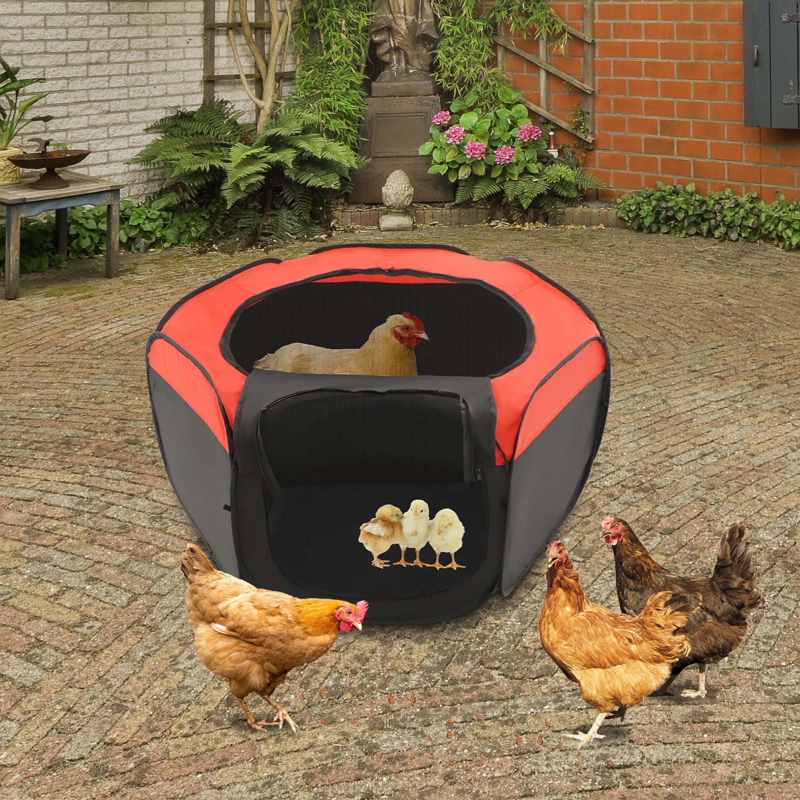 Foldable Brooder Box for Chick,25-Chick Fence Portable Playpen Cage with Pad