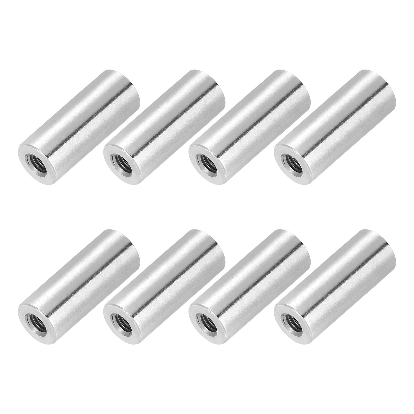 8 Pcs M4x0.7mm Pitch 4mm/0.16" 304 Stainless Steel Round Coupling Nut
