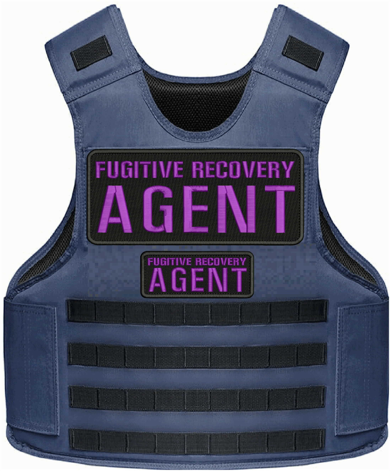 FUGITIVE R AGENT 2 EMBROIDERY PATCHES 4X10 &2X5 VELCR@ ON BACK PURPLE ON BLACK