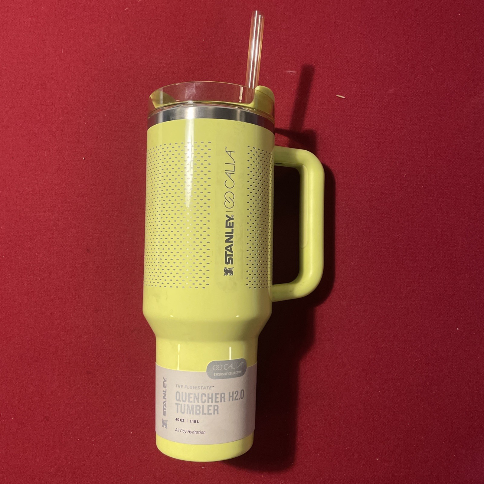 Stanley x CALIA Quencher H2.0 Tumbler 40 oz Pale Yellow Green Flowstate Straw