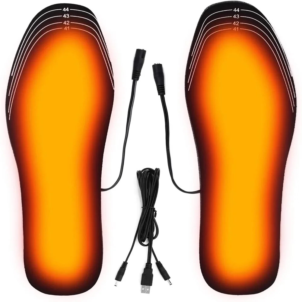 USB Electric Heated Shoe Insoles Warm Socks Feet Heater Foot for Outdoor, 35-40