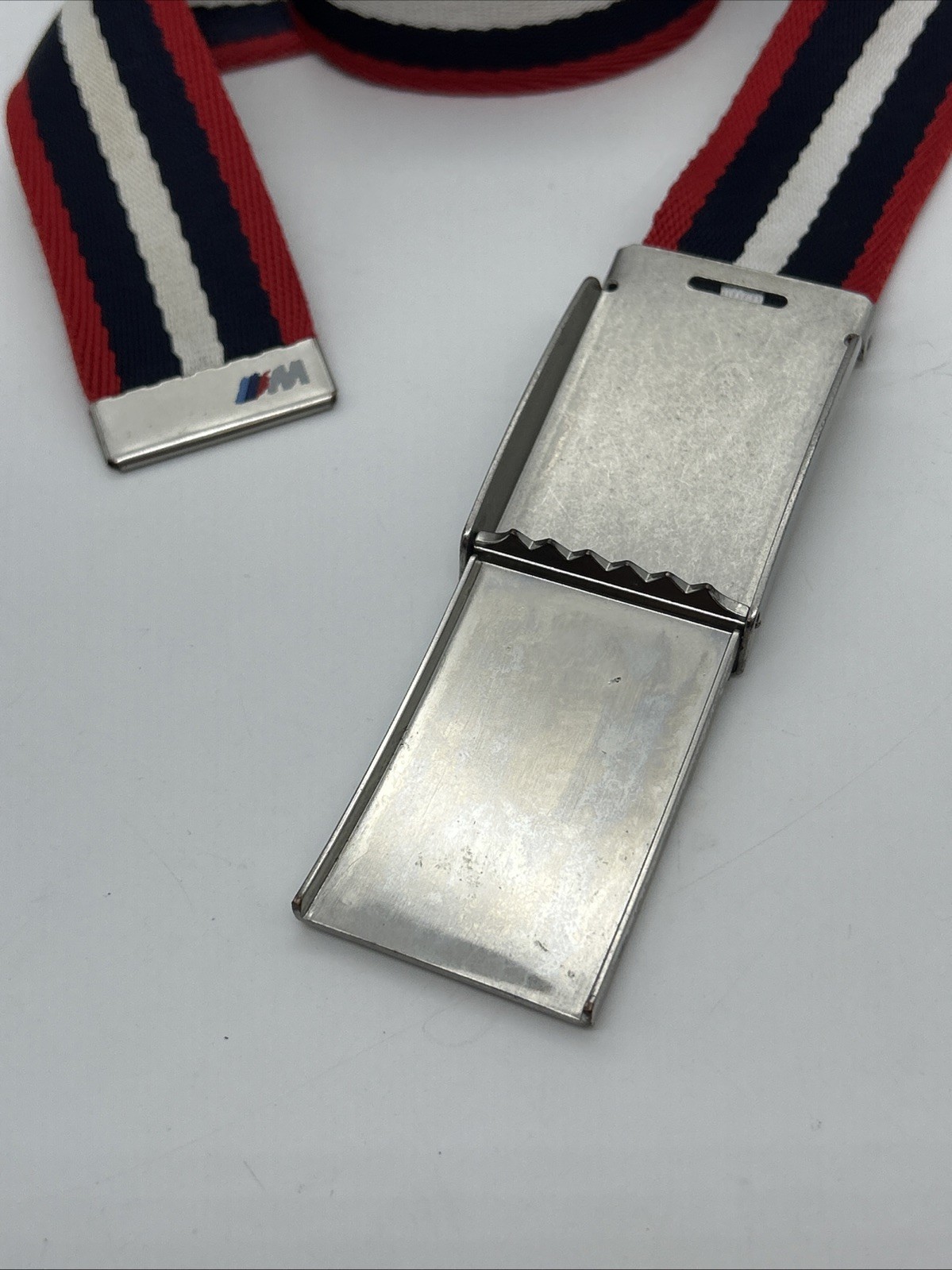 BMW Motorsport Men's Belt 115cm Webbing Metal Buckle Red White Blue