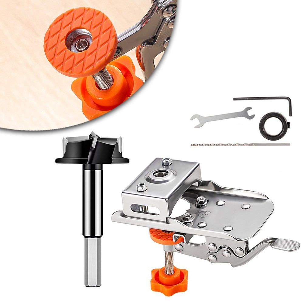Precise Hole Drilling with 35mm Concealed Hinge Drilling Jig for Woodworking