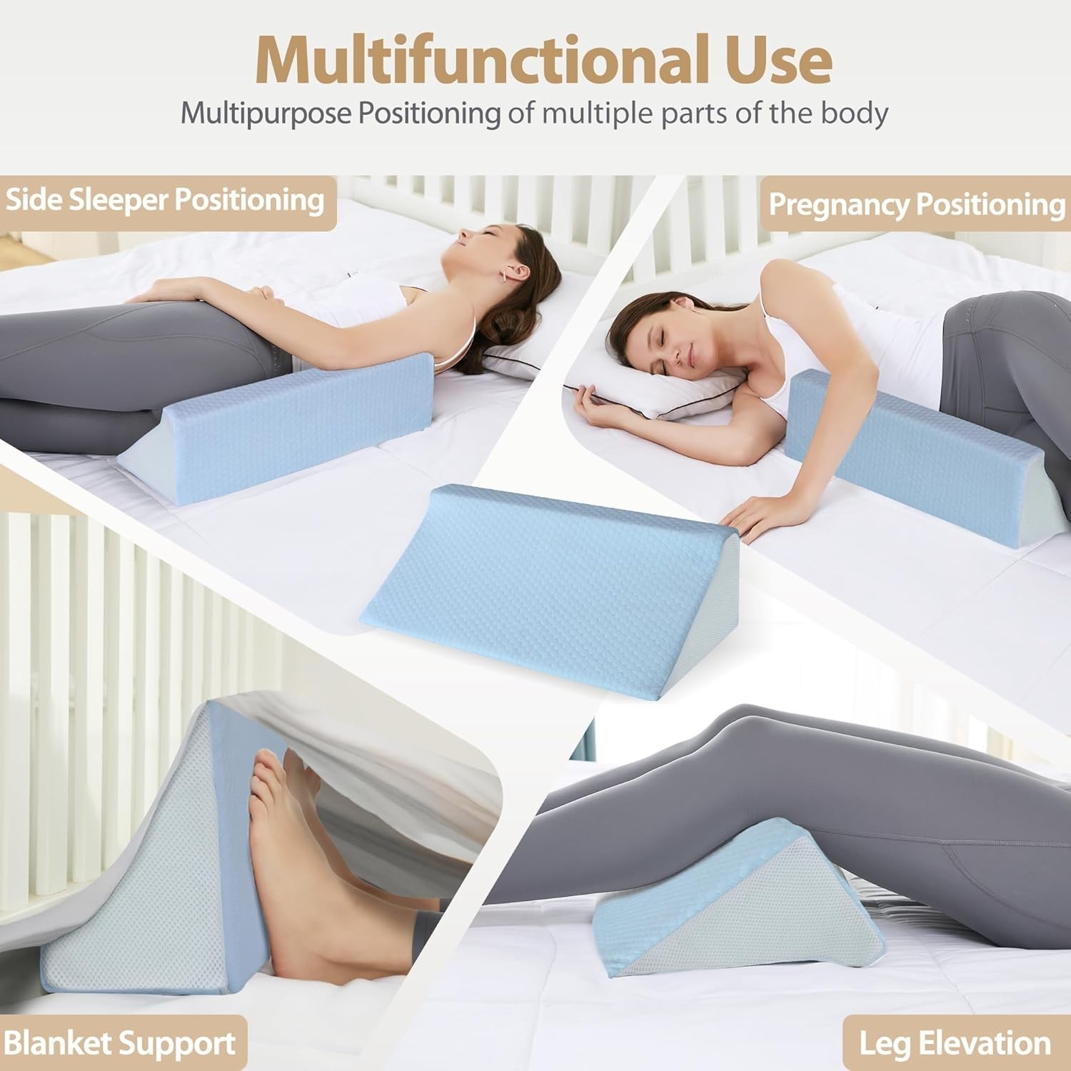 Wedge Pillow for Side Sleeping, Memory Foam Back Pillow Positioners for Side ...