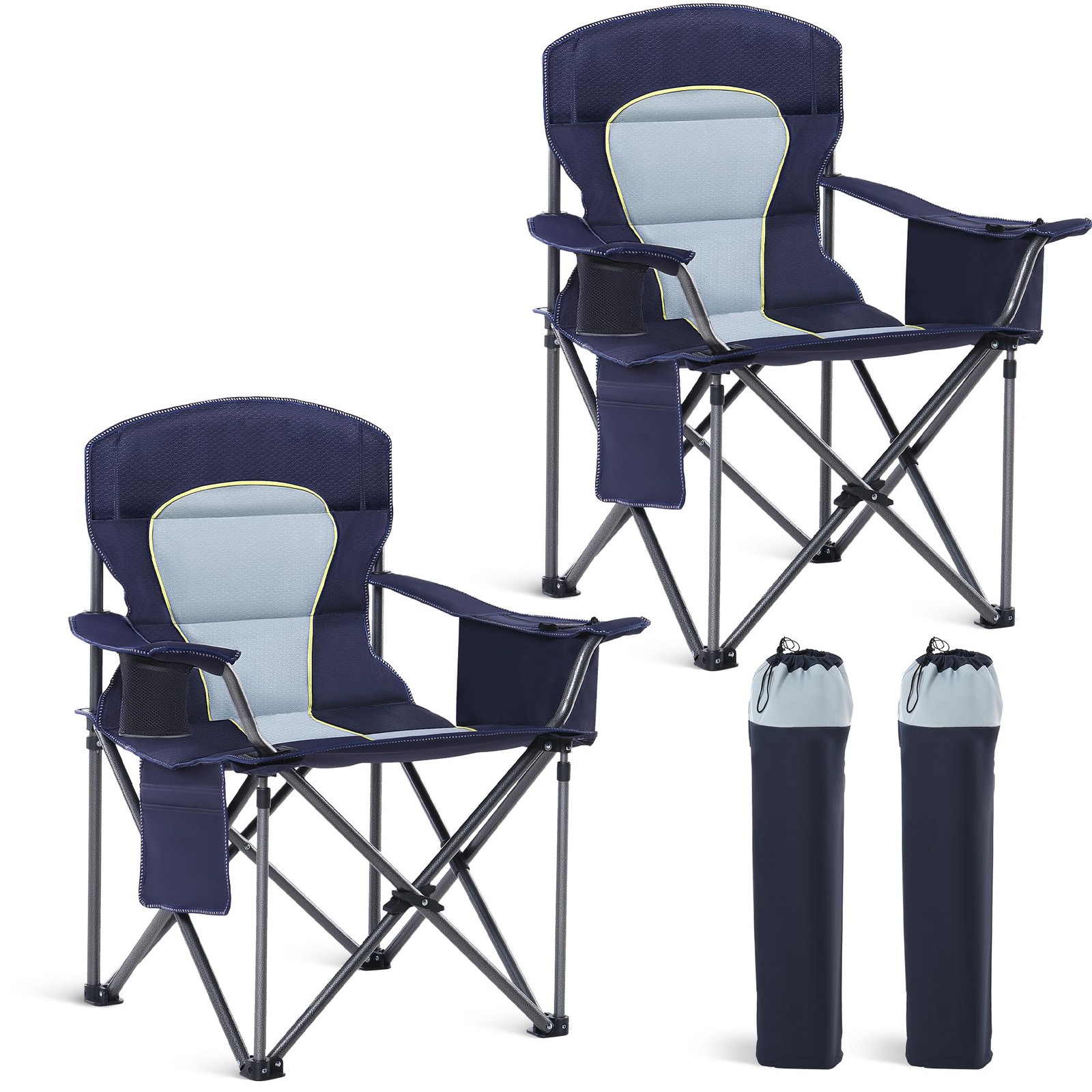 HIGH POINT SPORTS Oversized Camping Folding Chair Heavy Duty Portable Outdoor