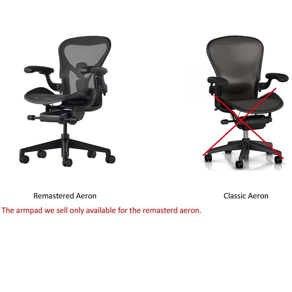 Vinyl Arm Pads Caps for Remastered Aeron Chair Graphite Black, Can not fit Cl...