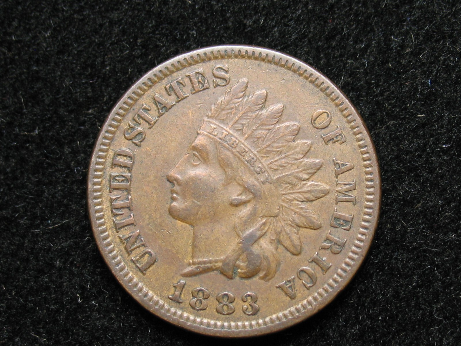 OLD COPPER COIN! XF 1883 INDIAN HEAD CENT PENNY FULL LIBERTY LOT 59us