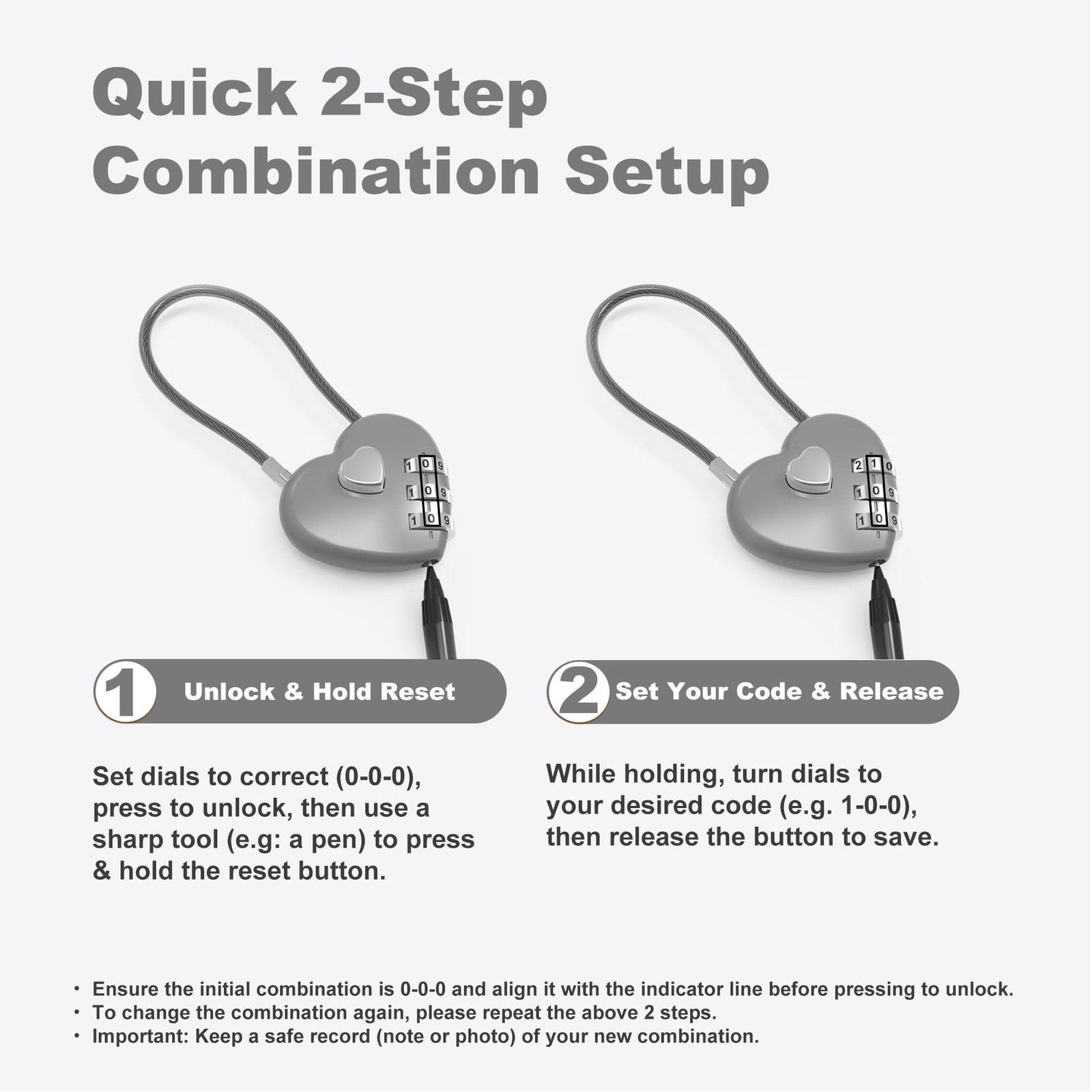 UP Security Silver Cable Lock 5" 2-Pack