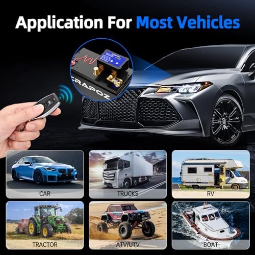 Kill Switch for Vehicle, Remote Battery Disconnect Switch 12V 24V 240A, Car