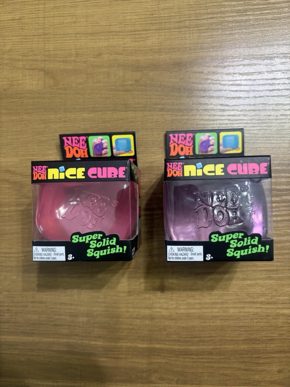 2 - Nee Doh Nice Cube Schylling Super Solid PURPLE & PINK Squish Toys Needoh