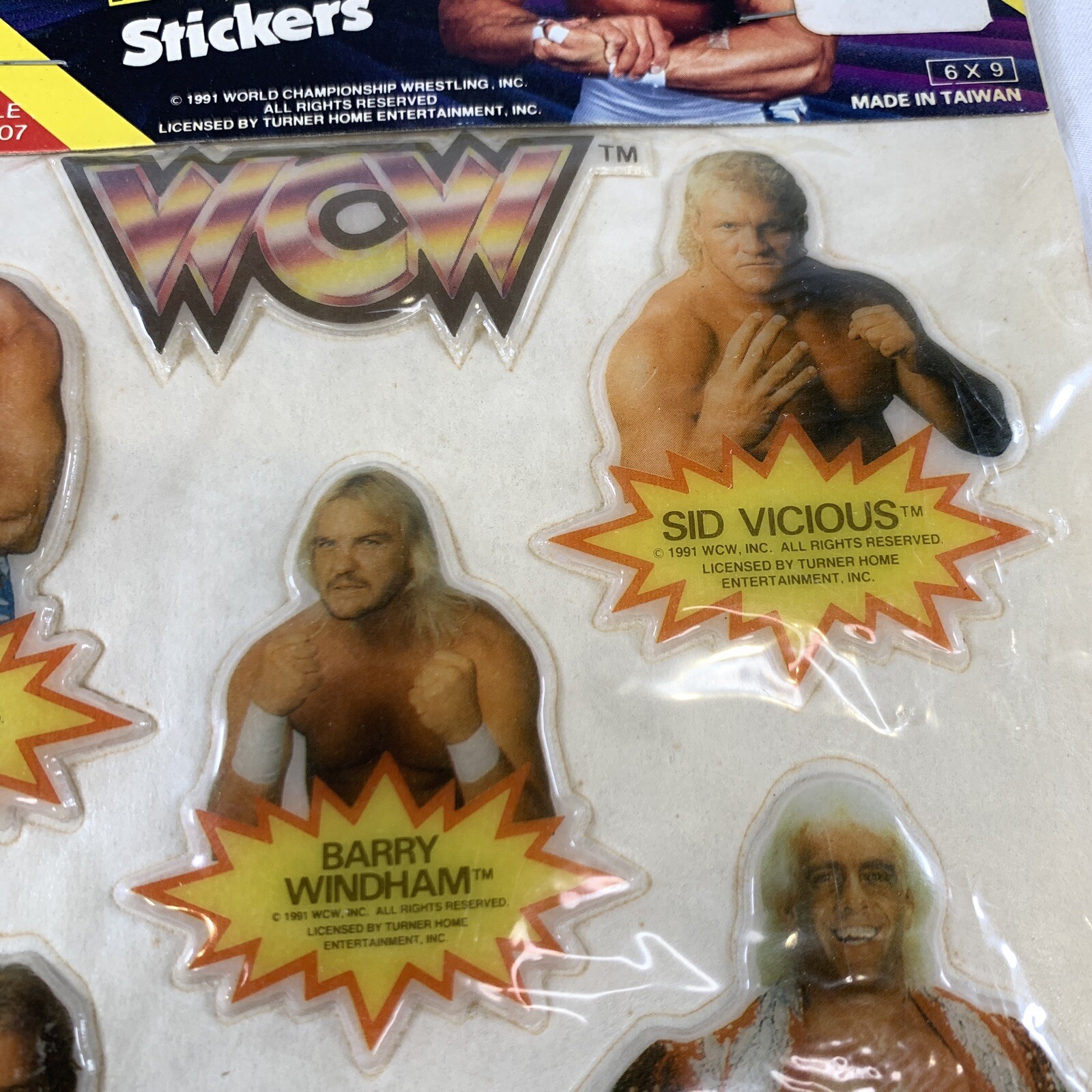 VTG 90s WCW World Championship Wrestling Stickers Sting 6 Pack Ja-Ru SEALED BNIB