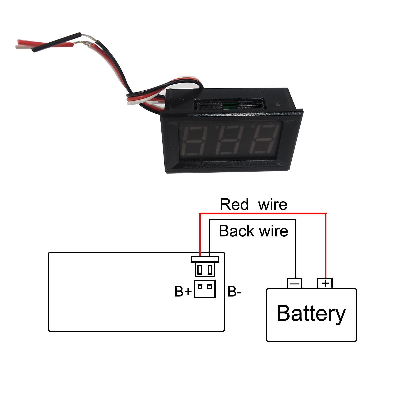 3-Wire DC 0-30V LED Digital Voltmeter (Red/Green/Blue)