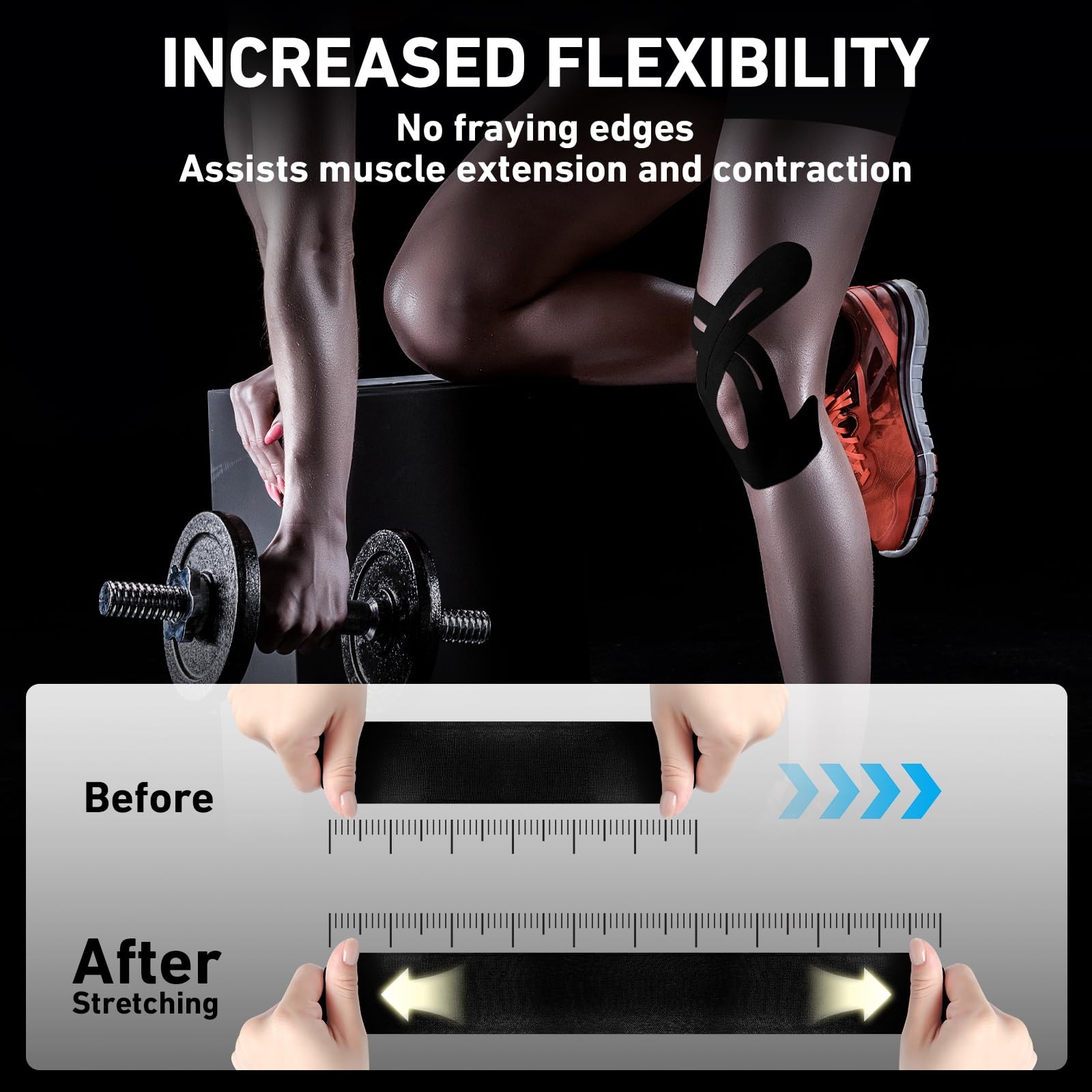PreCut Kinesiology Tape for Knees, 12 PCS Waterproof Knee Tape for Knee Pain ...