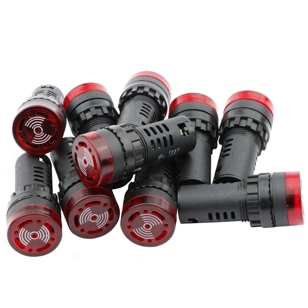 10 pc 22mm DC 24V Red LED Flashing Buzzer Pilot Panel Indicator Miniature Light