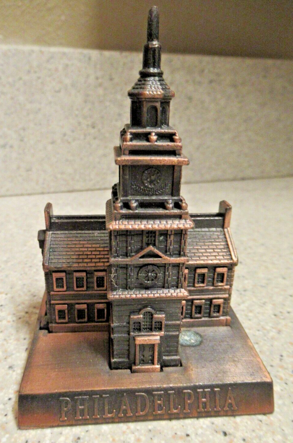 Vntg Die Cast Bronze Miniature Independence Hall Philadelphia Pencil Sharpener