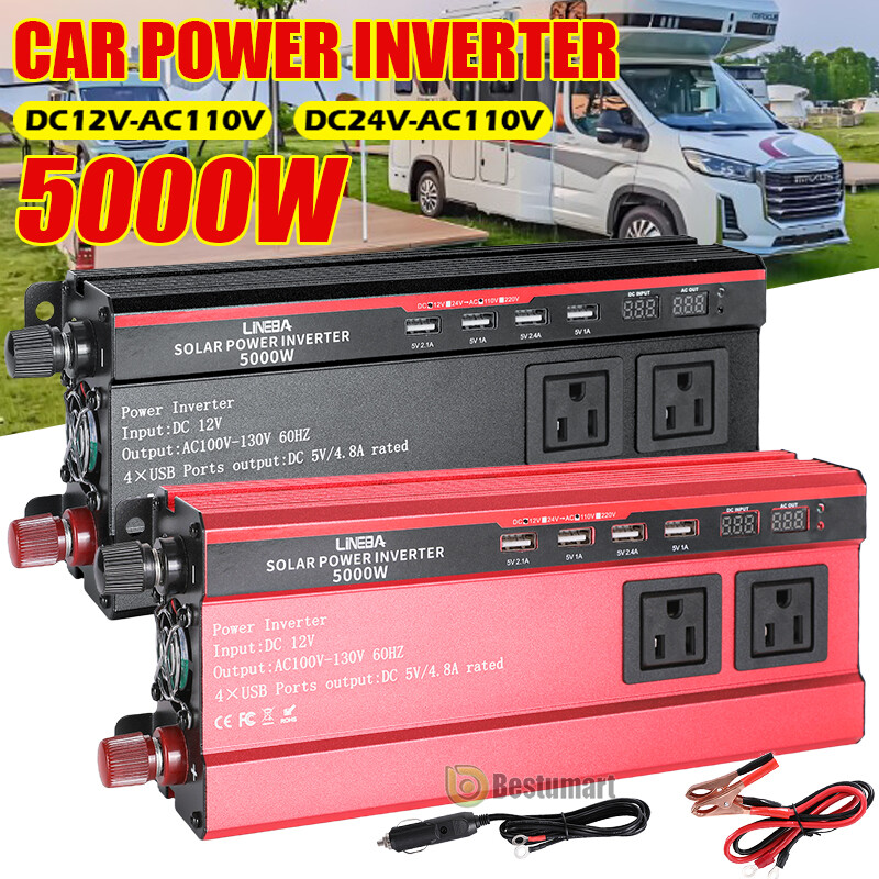 5000W Convertidor De DC 12V 110V AC Para Carro Auto Inversor Corriente Con 4 USB