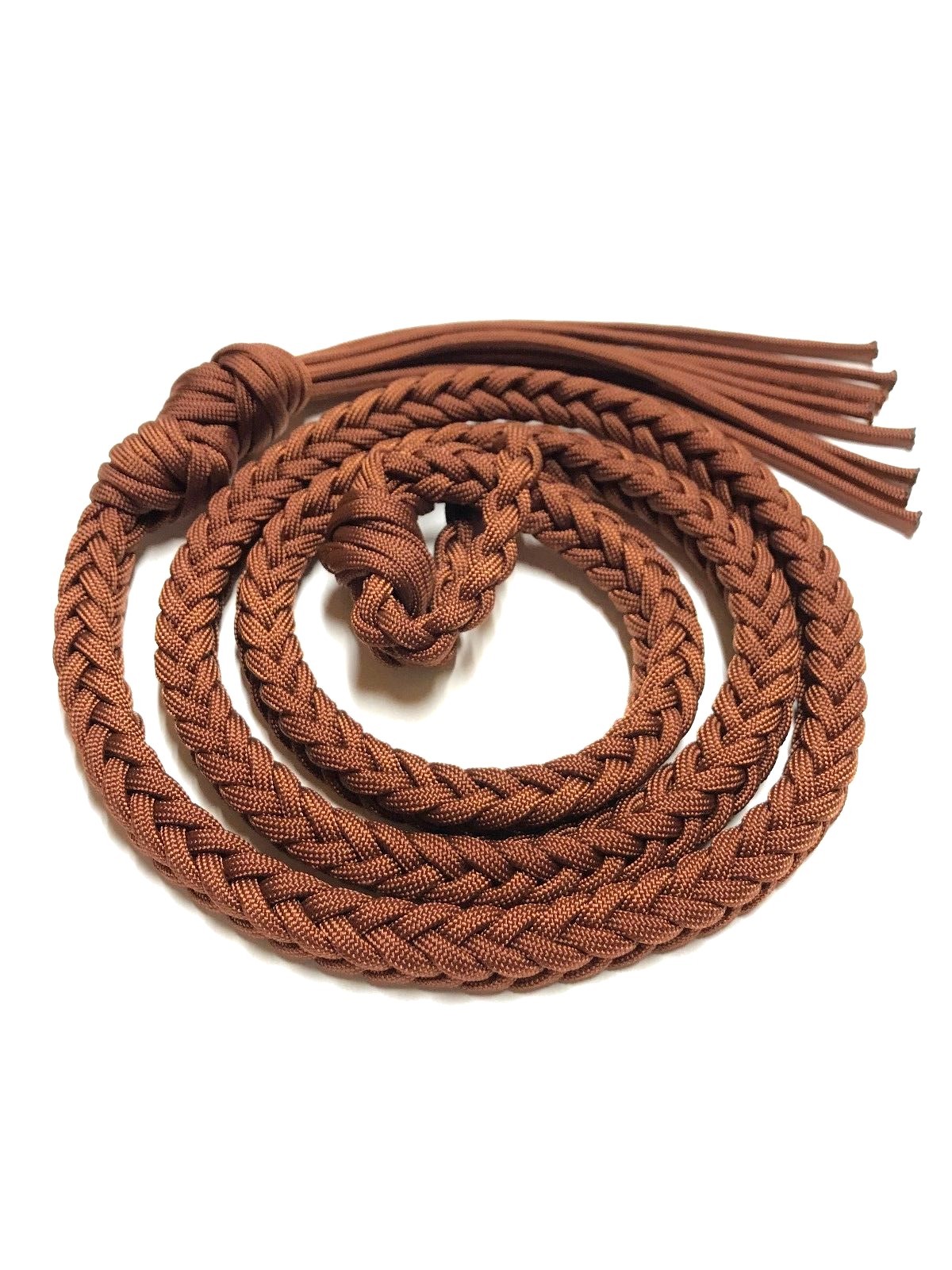 chocolate brown over and under Paracord whip barrel racing tack