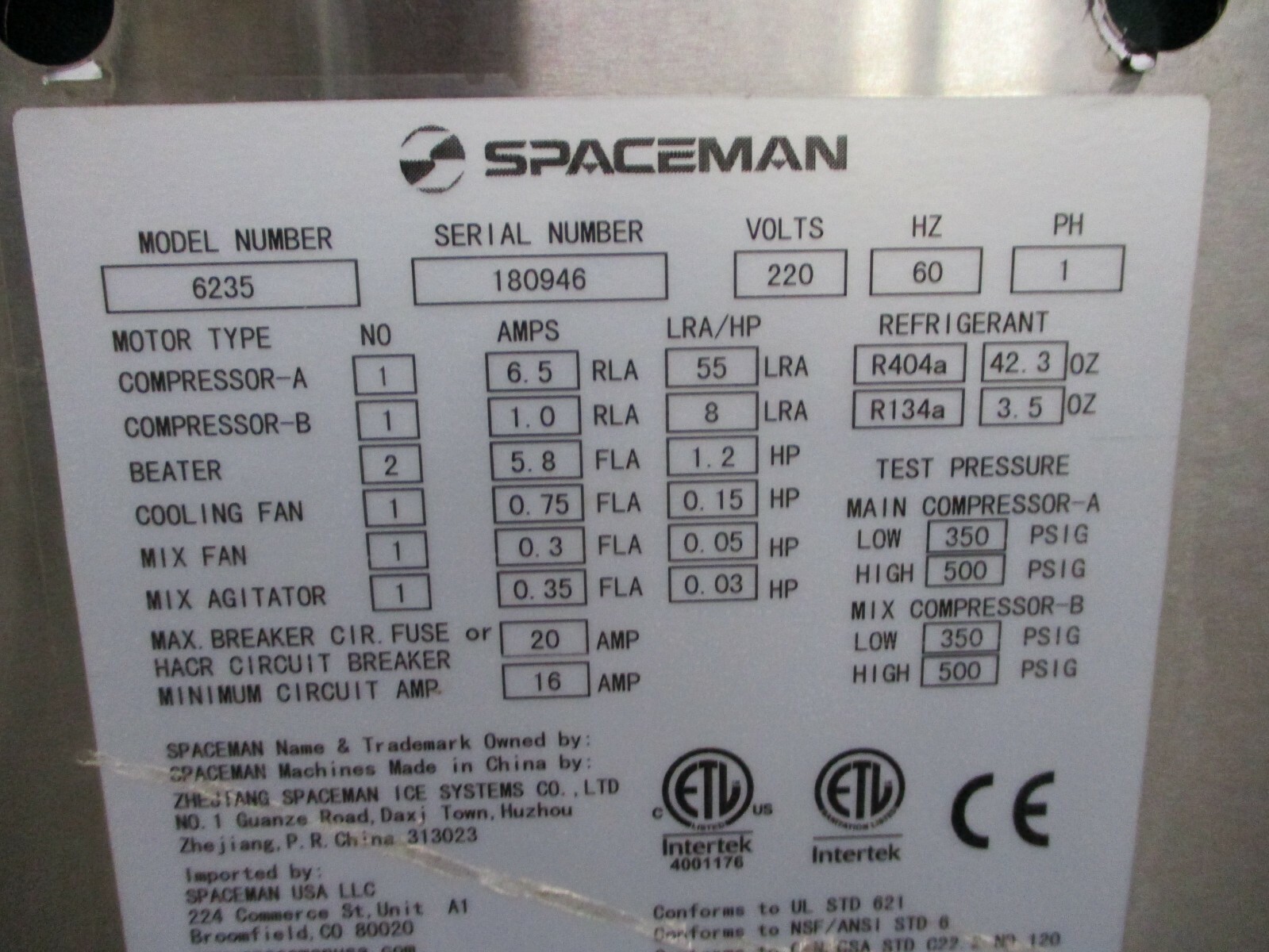 Spaceman 6235H Soft Serve Ice Cream Machine with 2 Hoppers