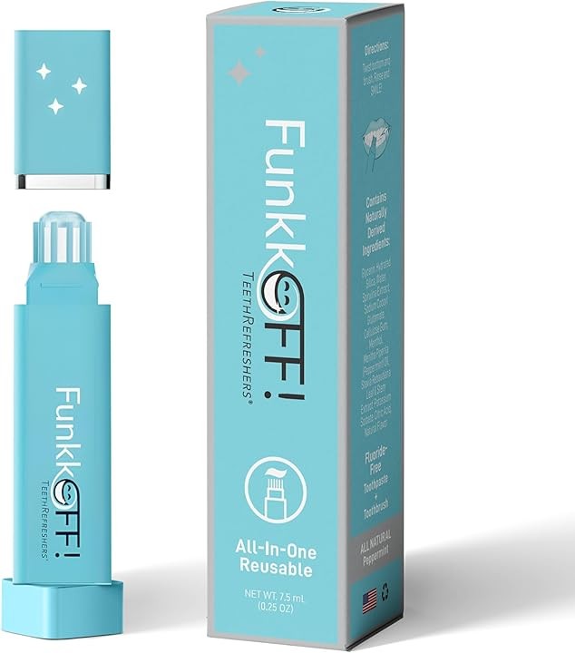 FunkkOff! Teeth Refreshers Reusable Travel Toothbrush Natural Seen On Shark Tank