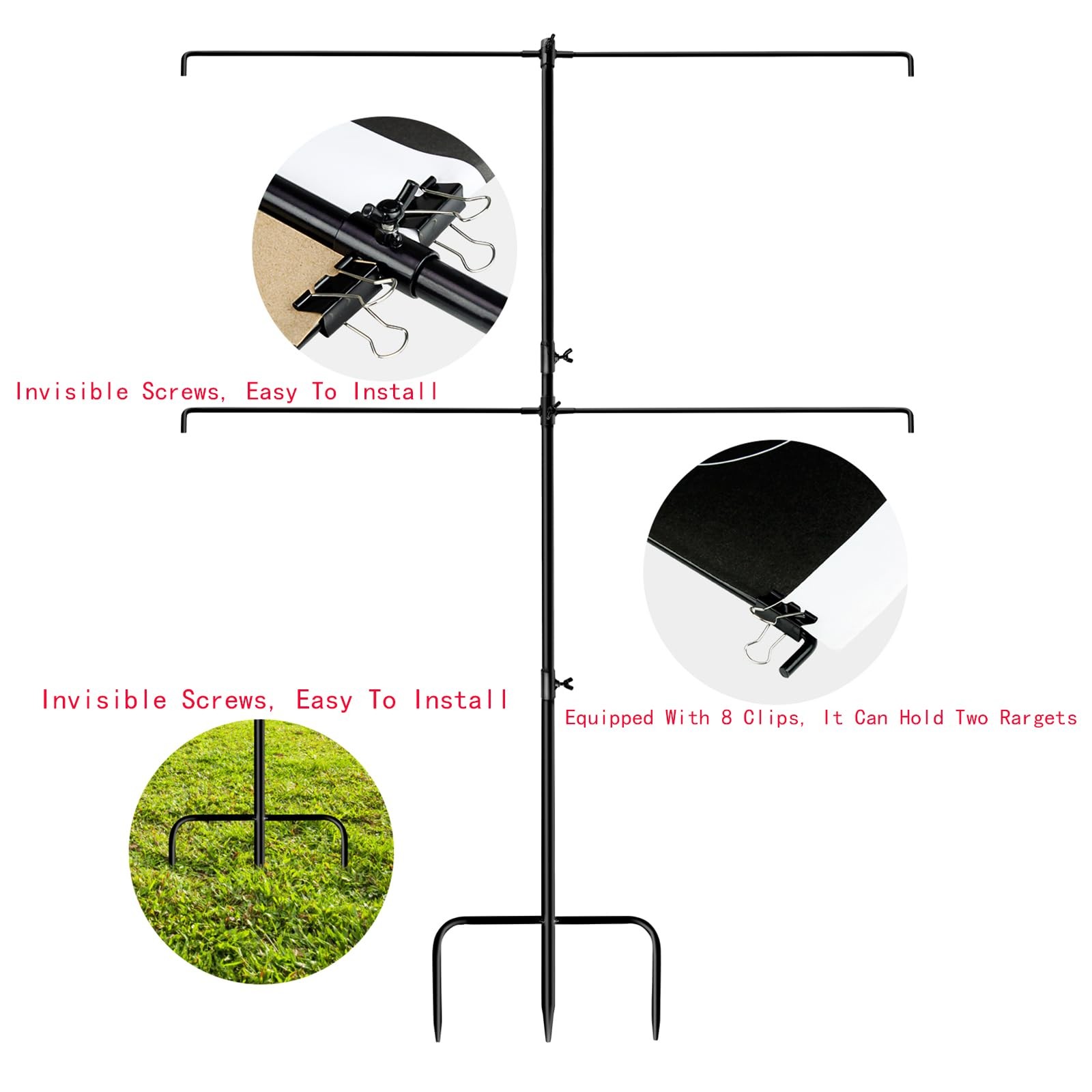 Adjustable Target Stand – 3/5-Section Iron Paper Target Stand for Indoor/Outd...