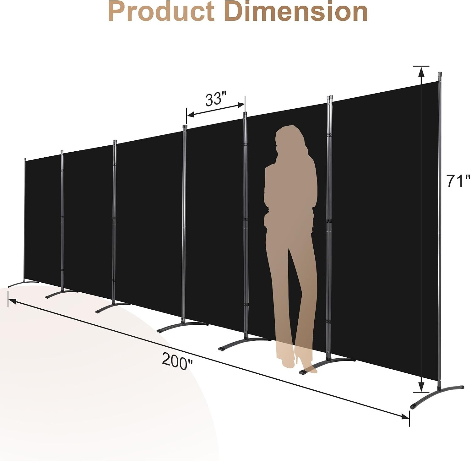 Room Divider-Folding Privacy Screens, 6 ft 6 Panel Wall Separation Blinds Partit