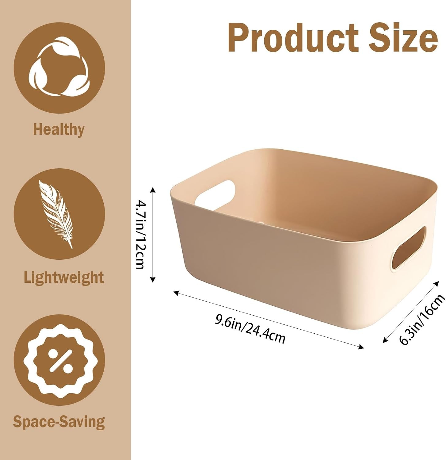 2-Pack Plastic Storage Bins, Small Storage Baskets, Organizers for Home &