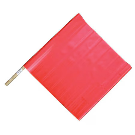 Zoro Select 6Fgk7 Handheld Warning Flag, Red, Vinyl, 18" Length, 24 In Wood,