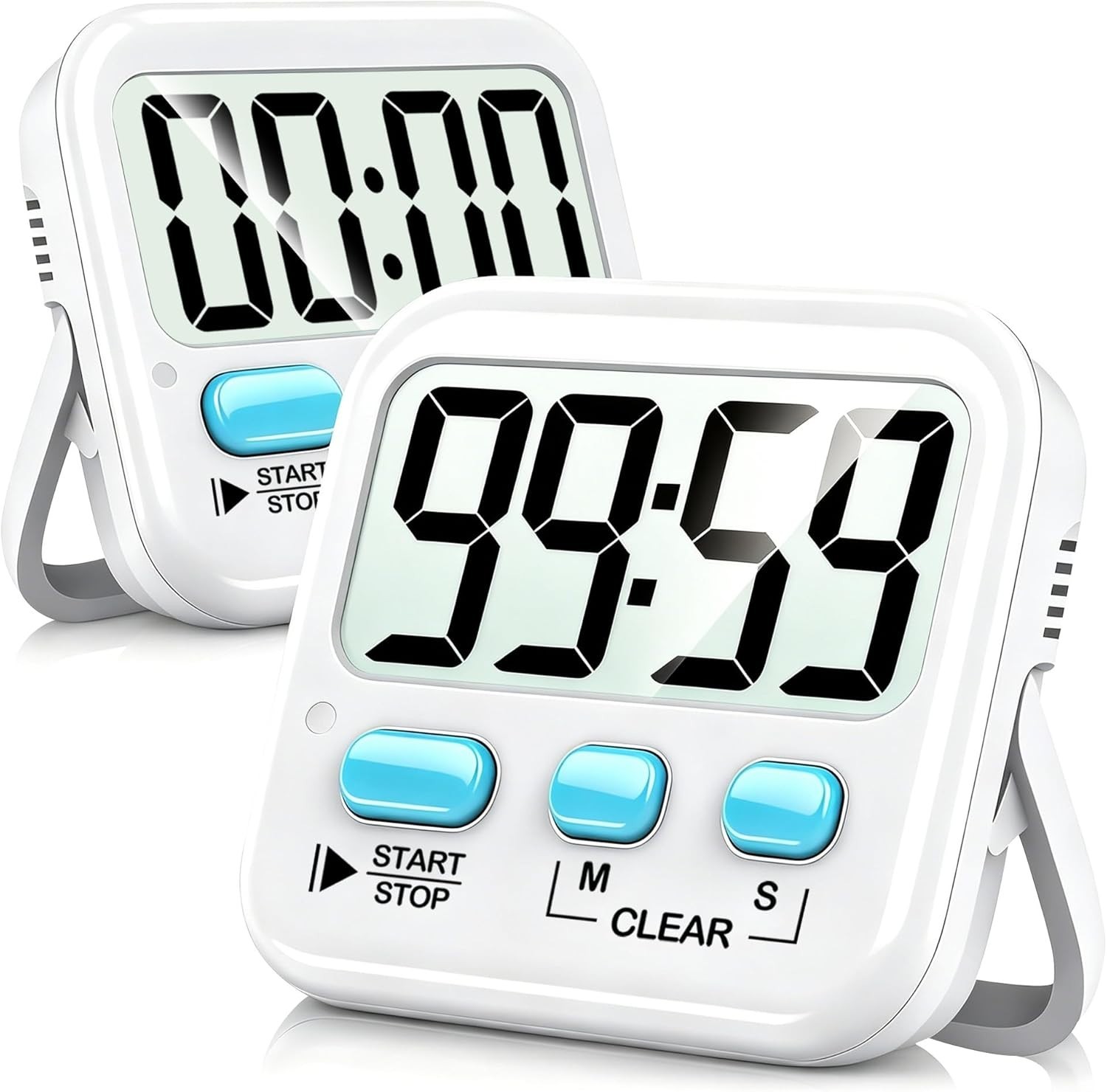 Large Display Digital Timer Set for Cooking, Study & Exercise - 2 Pack Included