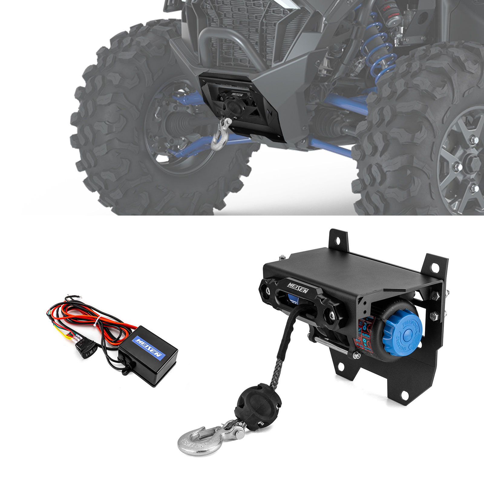 UTV 4500lb 12V Electric Winch Mount Kit For Polaris RZR Turbo R/PRO R/PRO R4